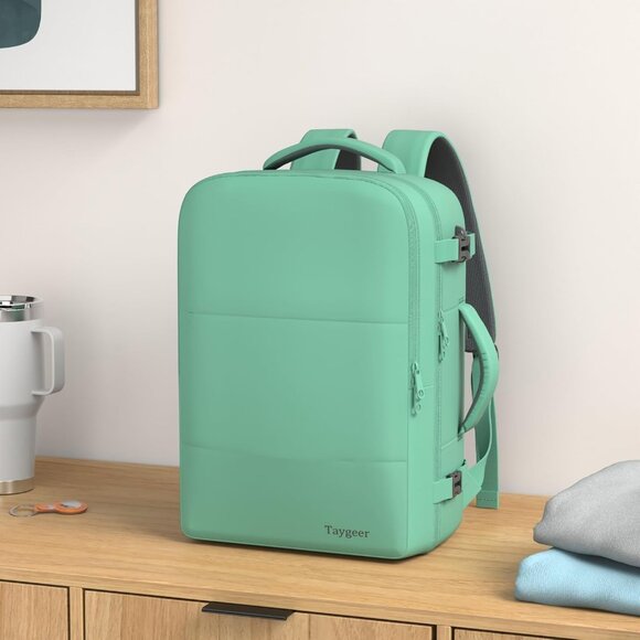 Travel Pear Green Backpack for Women Carry On Laptop Bag USB Port TSA Pouch - Picture 2 of 10